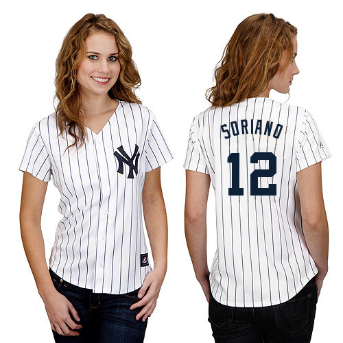 Alfonso Soriano #12 mlb Jersey-New York Yankees Women's Authentic Home White Baseball Jersey